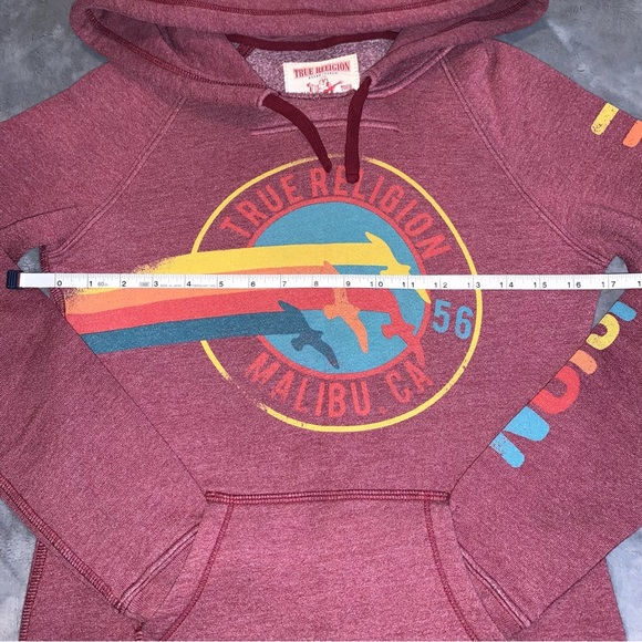 True Religion Logo Hoodie Heather Burgundy - Picture 9 of 13